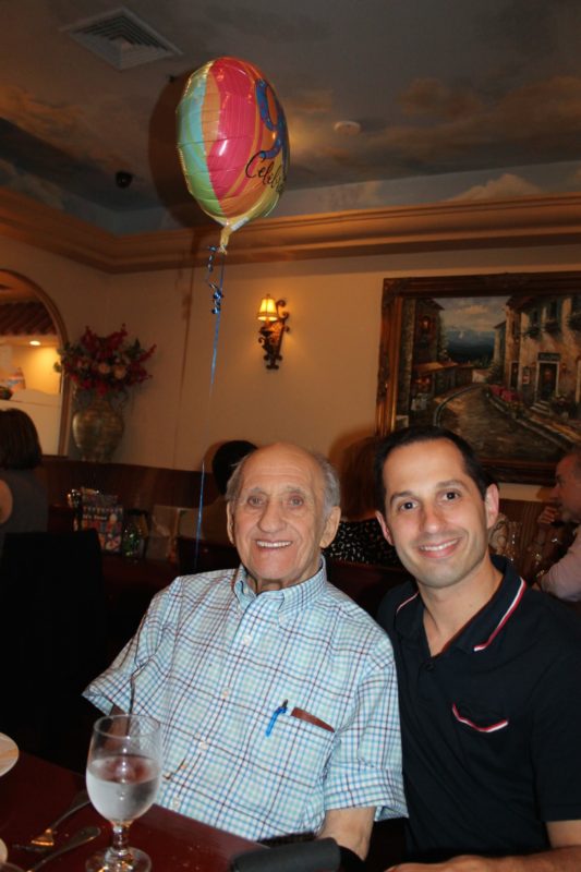 Grandpa Sal and me at his 90th birthday celebration in June.